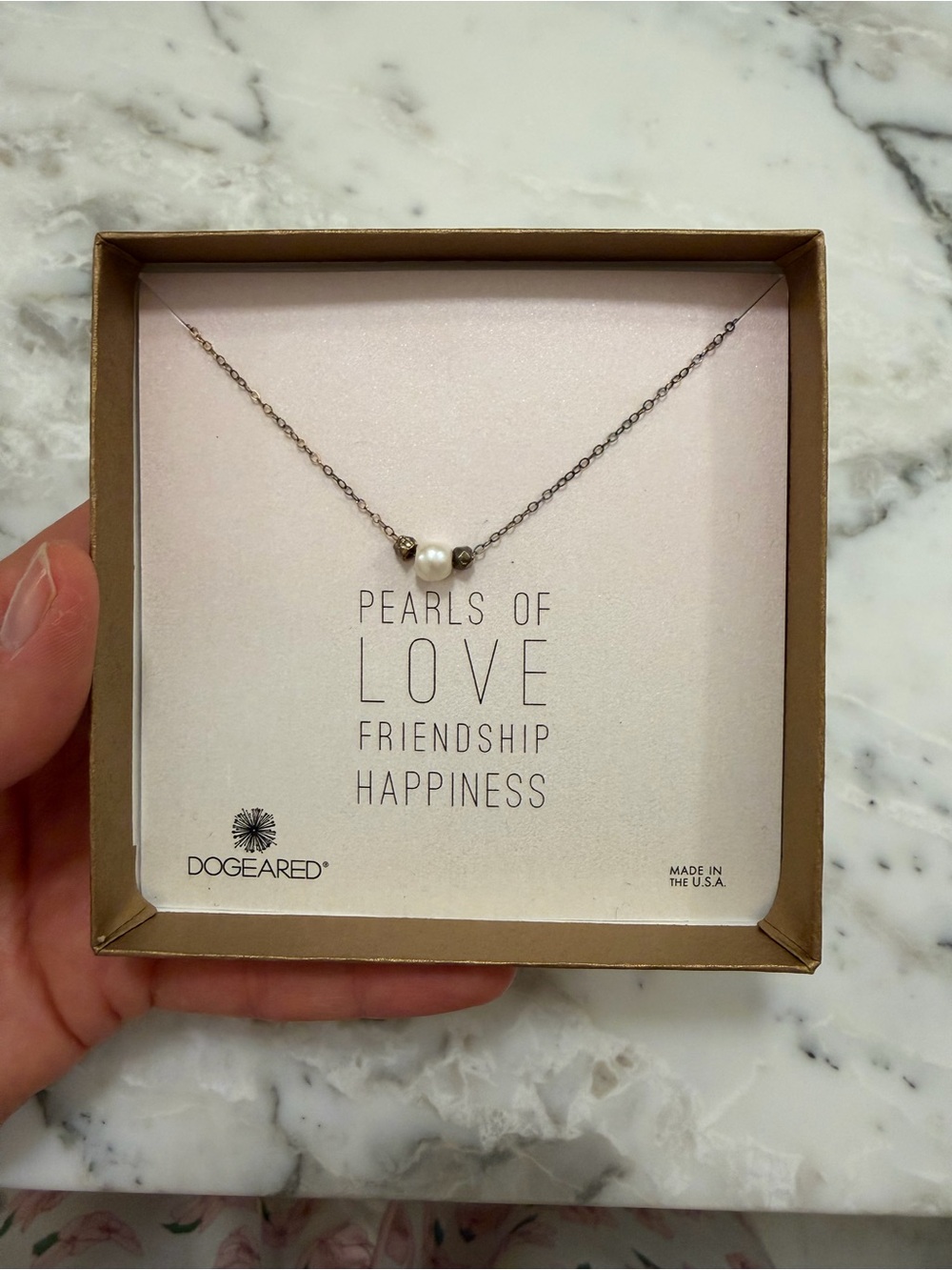Dogeared Silver Pearl Friendship Necklace - White Pearl